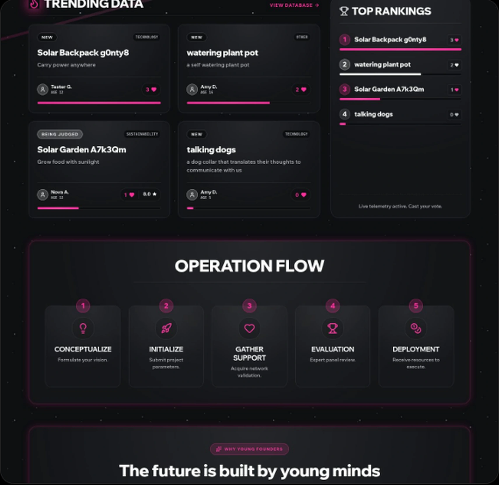 Bright Sparks Ideas community ideas, rankings and operation flow
